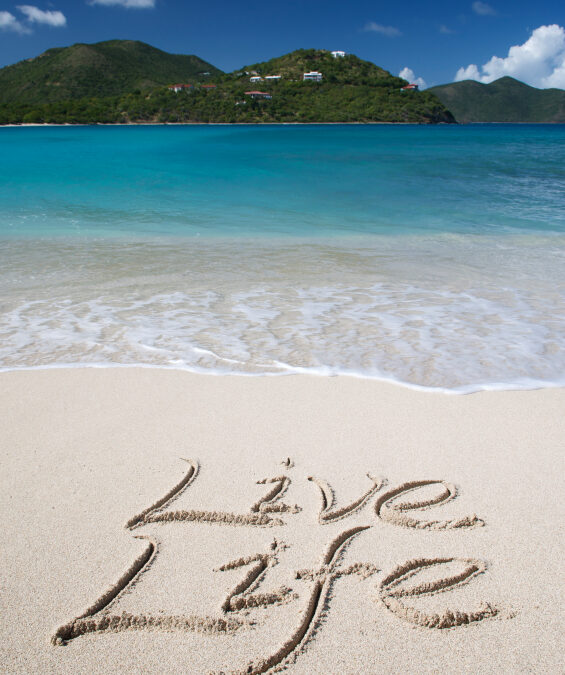 live life beach sand words